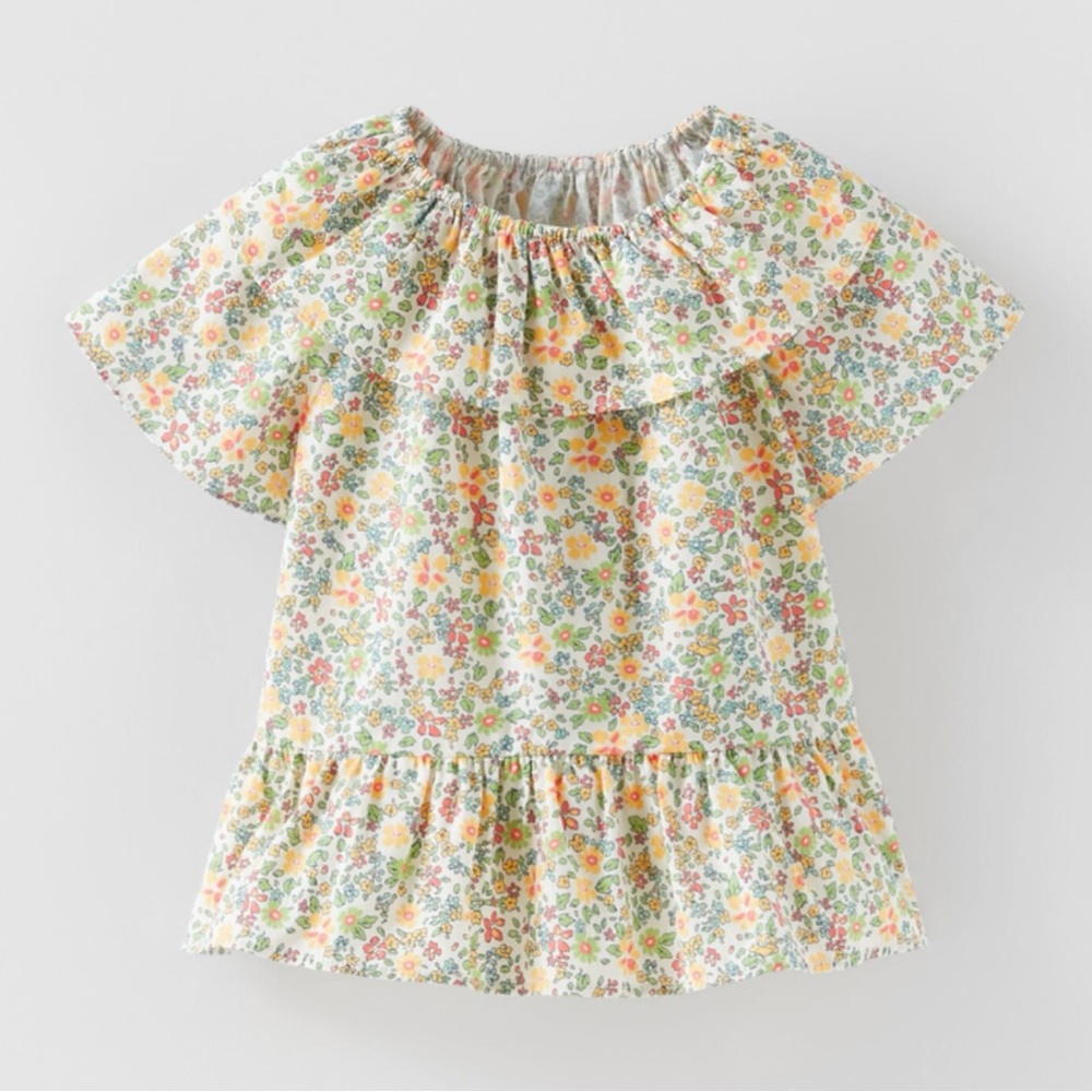 ZARA | Floral Ruffle Peplum Blouse | 18-24M
